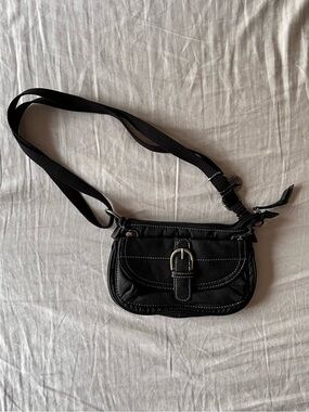 Roots Black Women's Crossbody Shoulder Bag with Buckle Detail